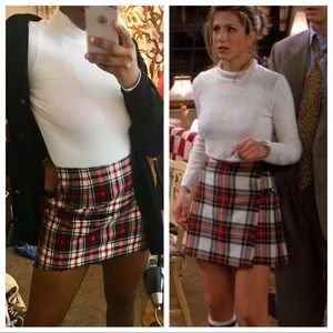 Red white and black plaid skirt